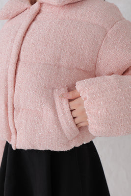 Ribbon tweed short down jacket (eme10458)