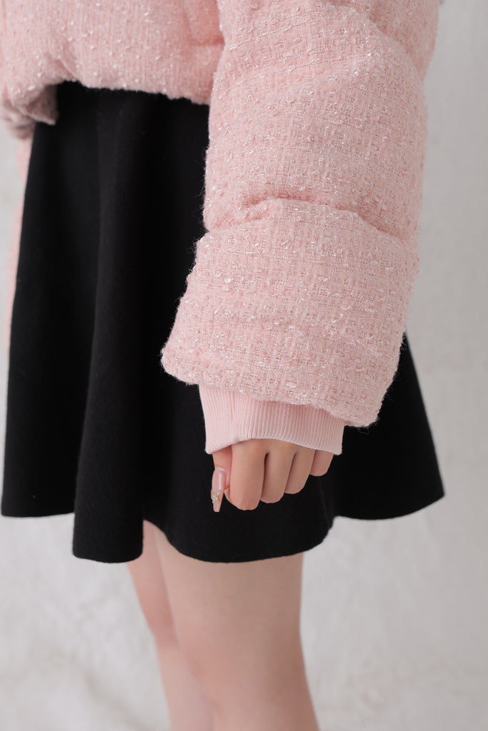 Ribbon tweed short down jacket (eme10458)