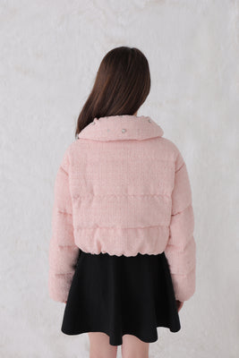 Ribbon tweed short down jacket (eme10458)