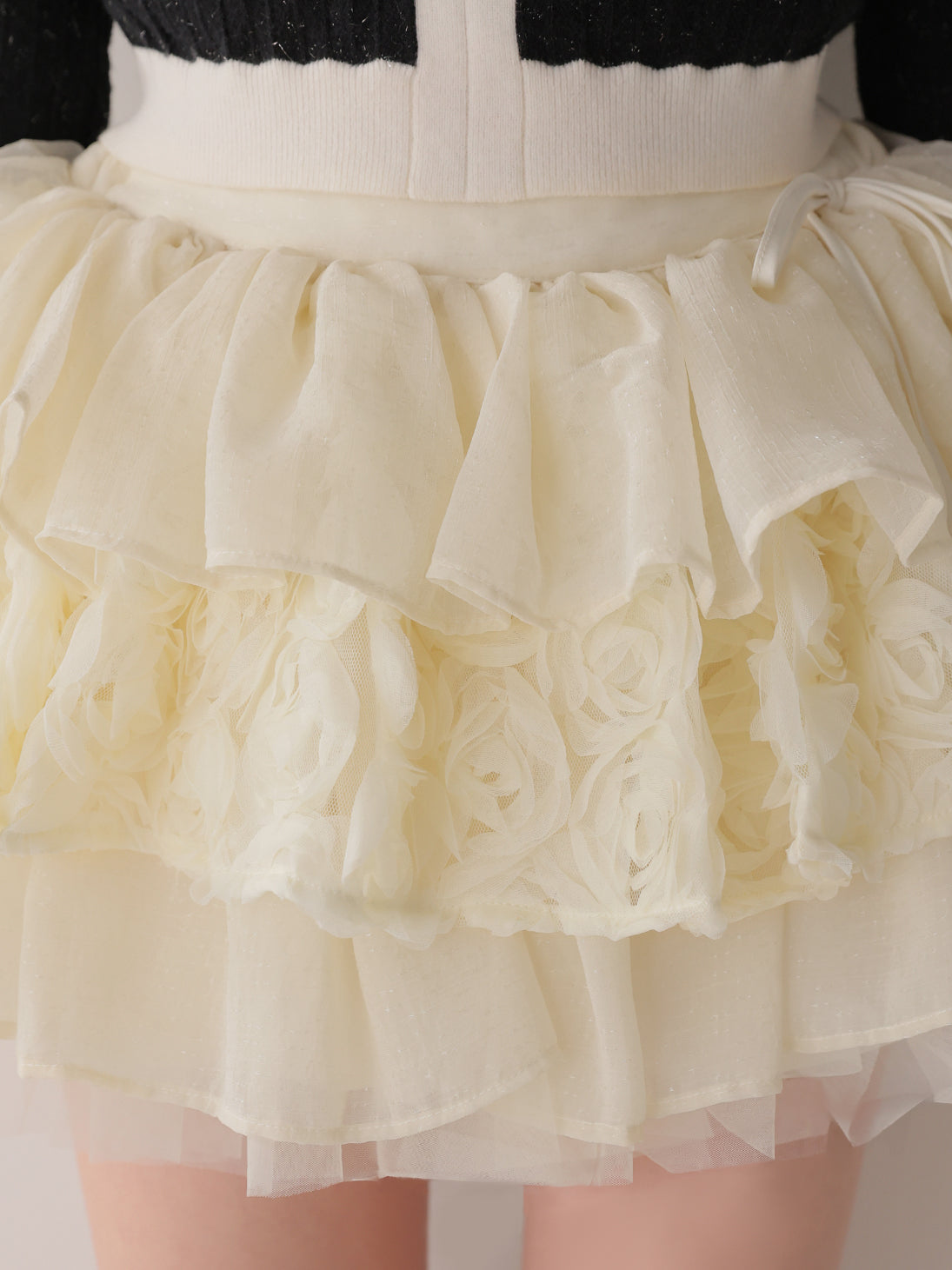 【Pre Order】Couture rose tiered mini skirt(eme11136)