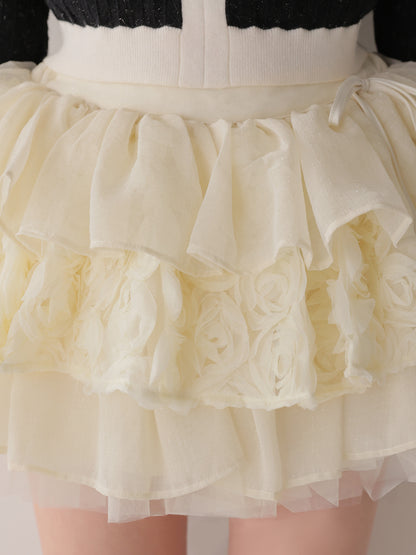 【Pre Order】Couture rose tiered mini skirt(eme11136)