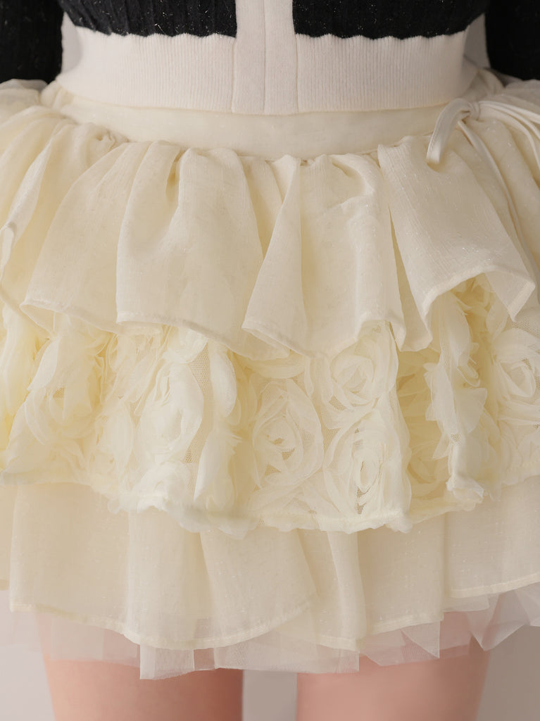 【Pre Order】Couture rose tiered mini skirt(eme11136)