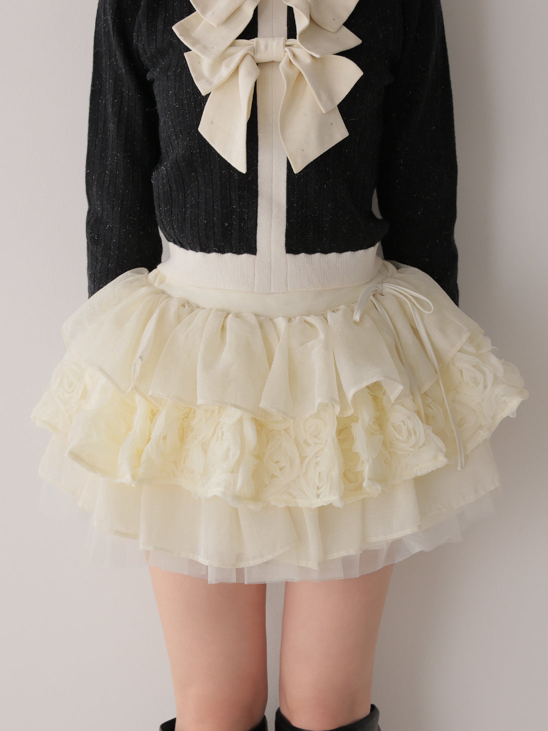 【Pre Order】Couture rose tiered mini skirt(eme11136)