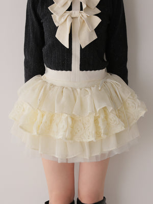 【Pre Order】Couture rose tiered mini skirt(eme11136)