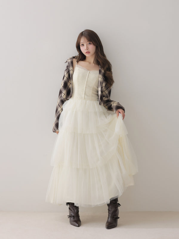 Regal ribbon tulle long onepiece(eme11071)