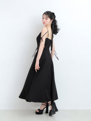 Side lace smooth ribbon onepiece(eme10394)