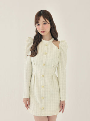 Bell cut tweed mini onepiece(eme10829)